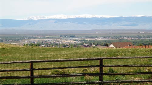 A view of the Snowy Range and Laramie from our Bed and Breakfast